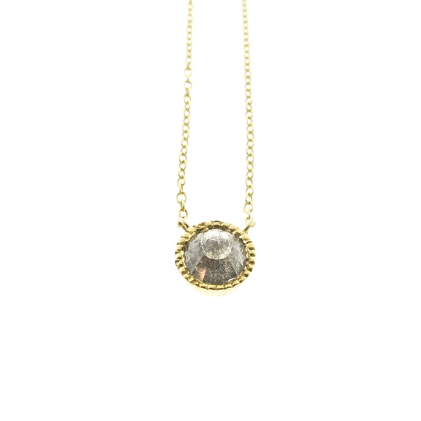 18k Rose Cut Solitaire Deep Grey Natural Diamond Necklace
