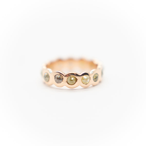 14k Rose Gold Rose Cut Natural Diamond Eternity Band