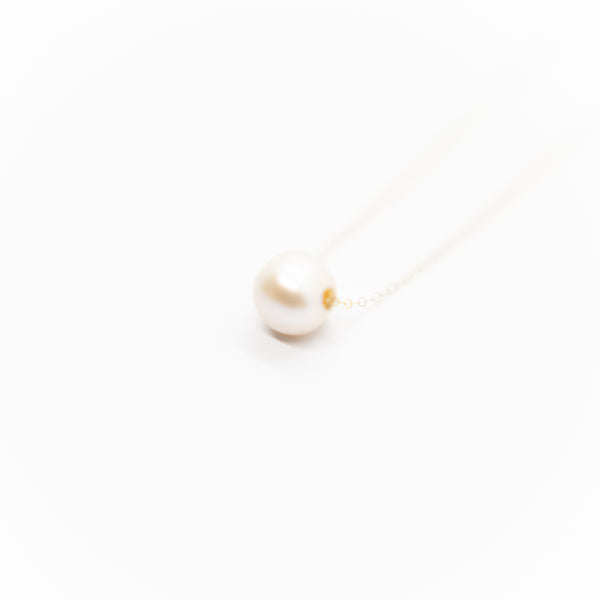 White Pearl Slider Necklace