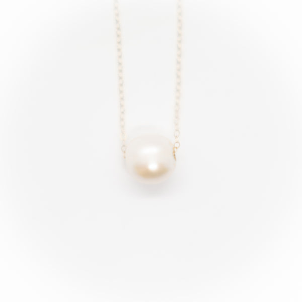 White Pearl Slider Necklace