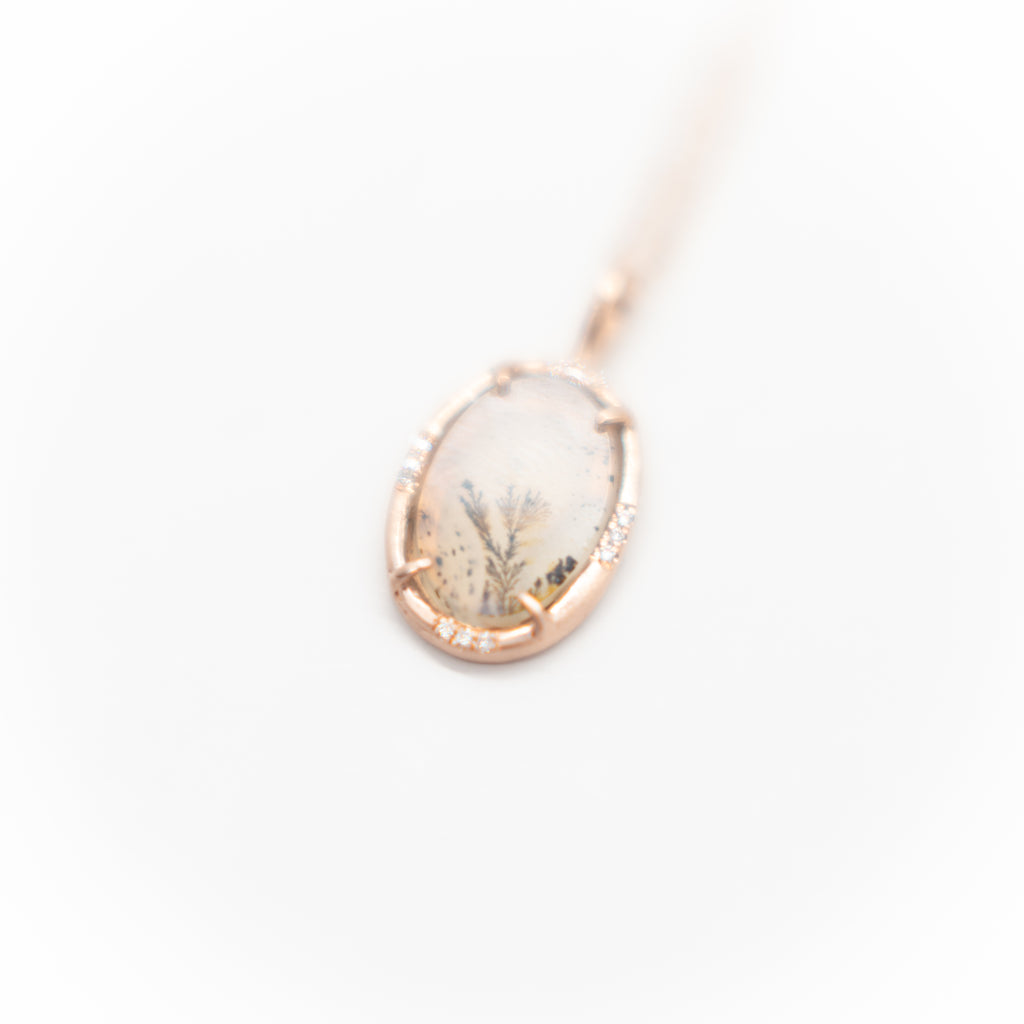 Rose Gold Dendritic Agate Pendant Necklace