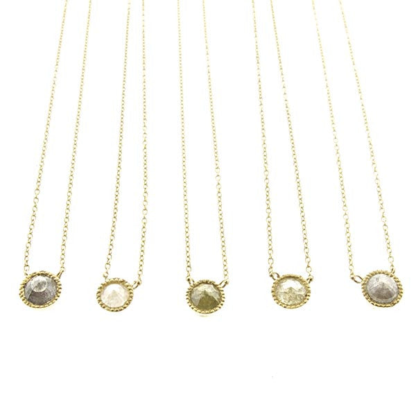 18k Rose Cut Solitaire White Natural Diamond Necklace