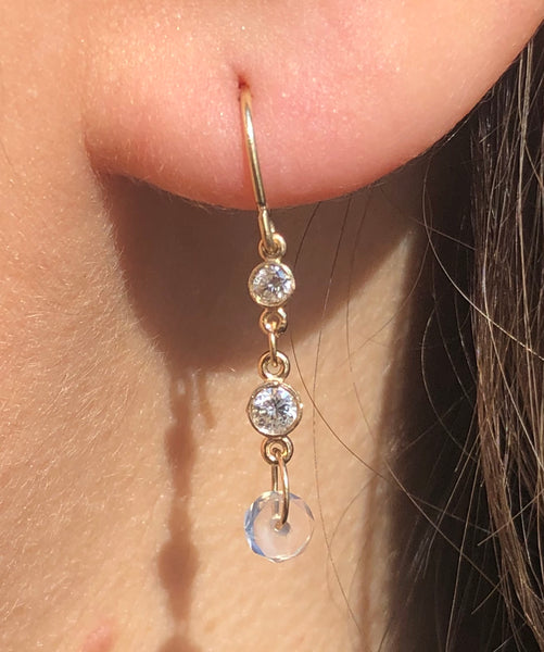 sunlight diamond & moonstone earrings