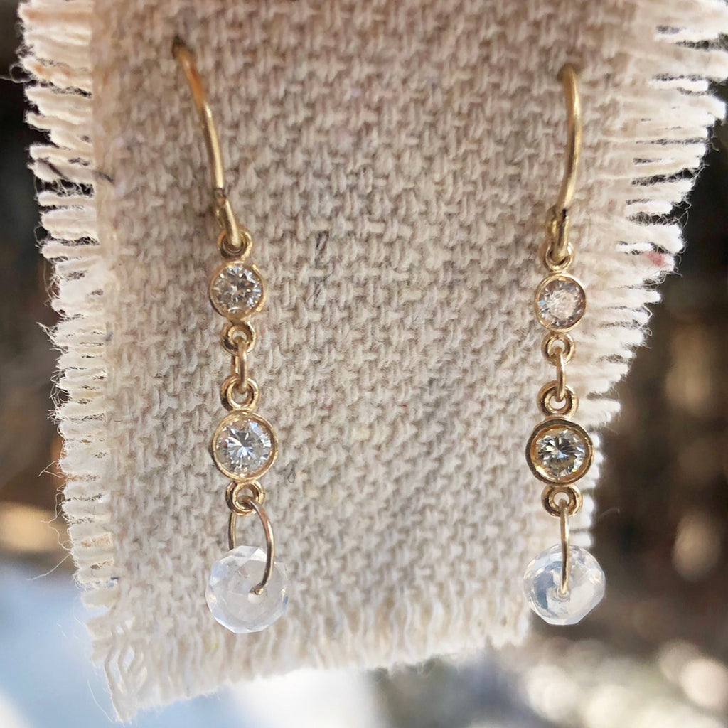 sunlight diamond & moonstone earrings